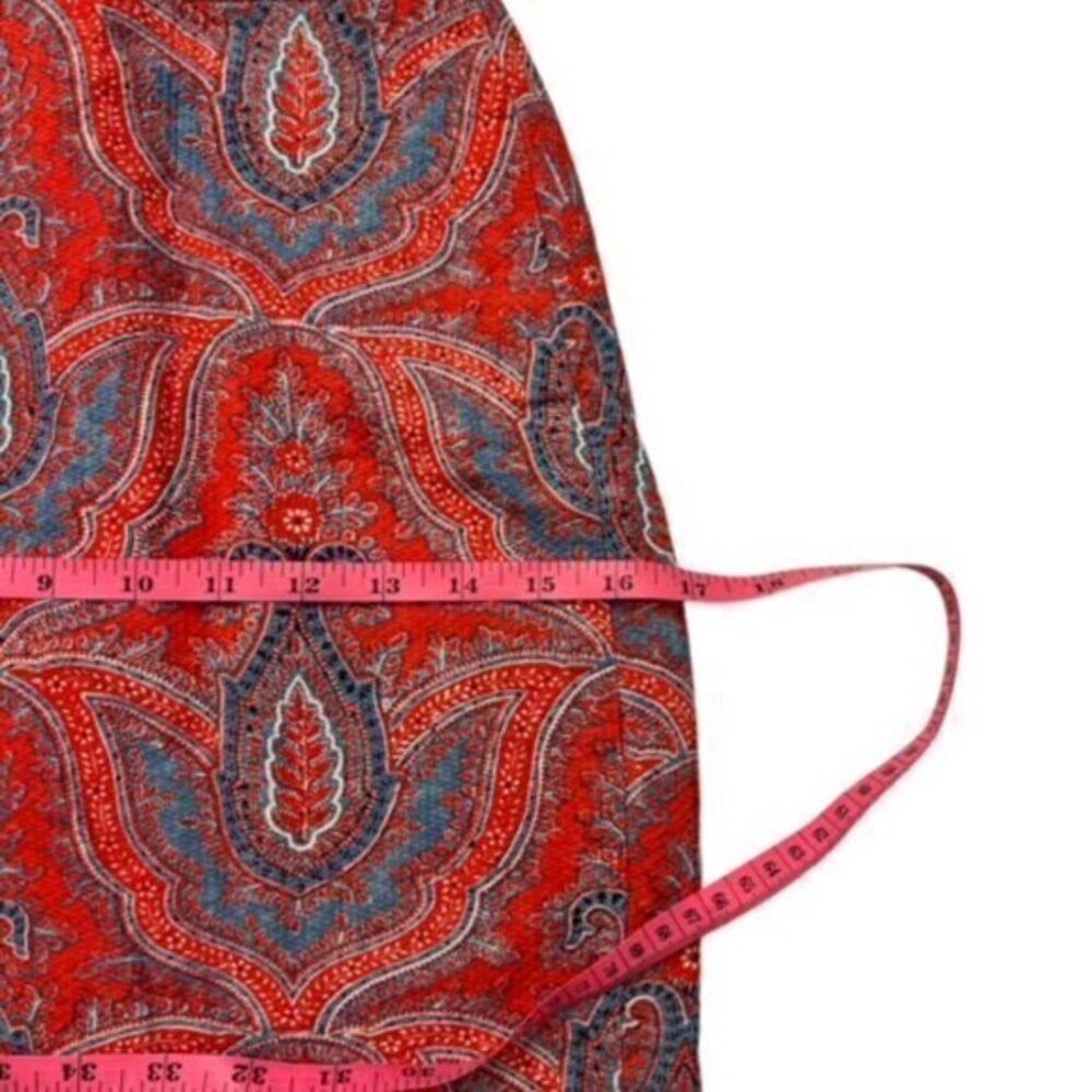 J. Crew No. 2 Pencil Skirt Womens Size 00 Red Blue Paisley STUNNING Preppy Lined - Picture 5 of 14